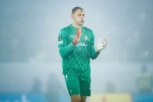 Goalkeeper Lukas Hornicek of Braga celebrates