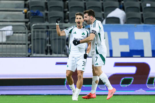Filip Djurisic of Panathinaikos celebrates with Fotis