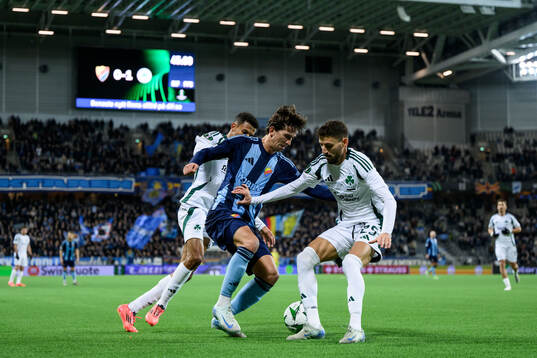 Gustav Wikheim of Djurgården against Azzedine Ounahi and