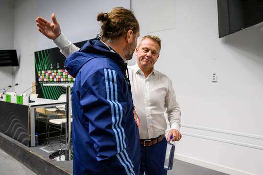 Head coach Roberth Björknesjö of Djurgården at a press