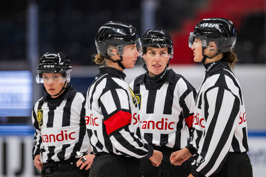 Linesman Kristyna Hajkova, Referee Anna Hammarand, Referee