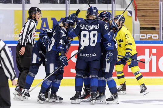 Jenniina Nylund of Finland celebrates