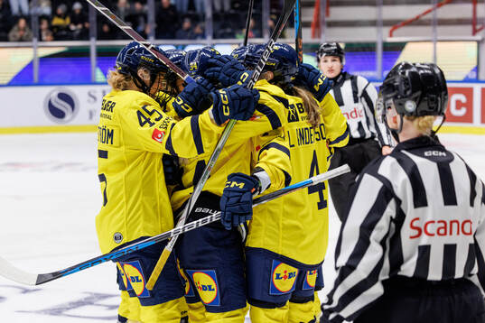Players of Sweden celebrate