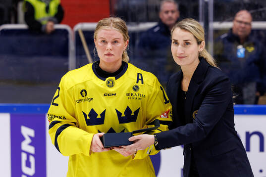 Maja Nylén-Persson of Sweden is awarded best defender