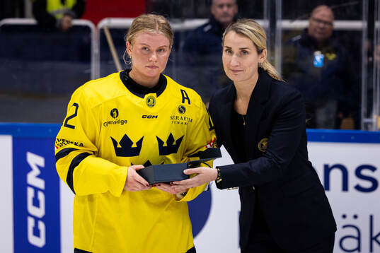 Maja Nylén-Persson of Sweden is awarded best defender