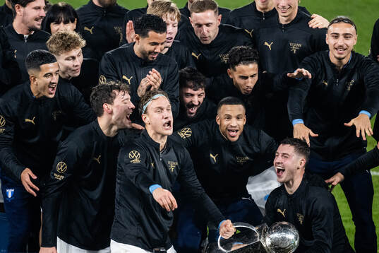 Malmö FFs Erik Botheim, Martin Olsson och Lasse Berg