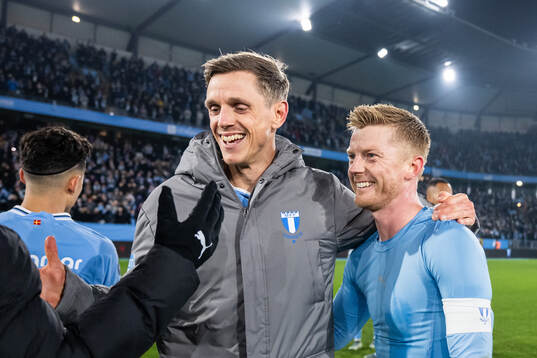 Malmö FFs Søren Rieks och Anders Christiansen jublar