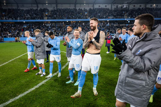 Malmö FFs Anders Christiansen och Pontus Jansson jublar