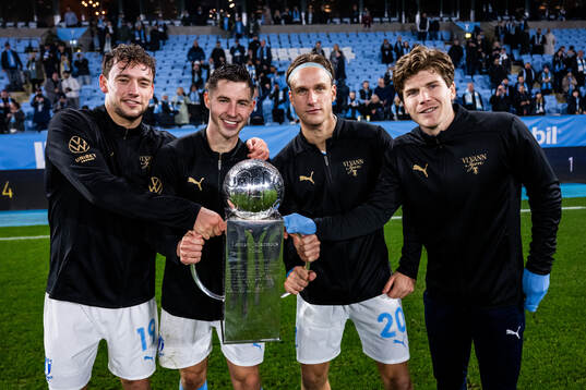 Malmö FFs Colin Rösler, Lasse Berg Johnsen, Erik Botheim