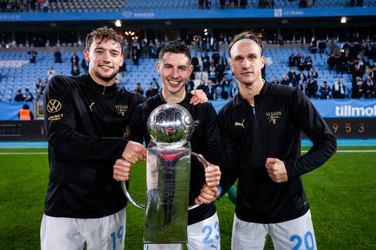 Malmö FFs Colin Rösler, Lasse Berg Johnsen och Erik