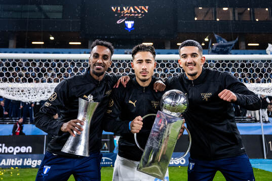 Malmö FFs Taha Ali, Adrian Skogmar och Zakaria Loukili