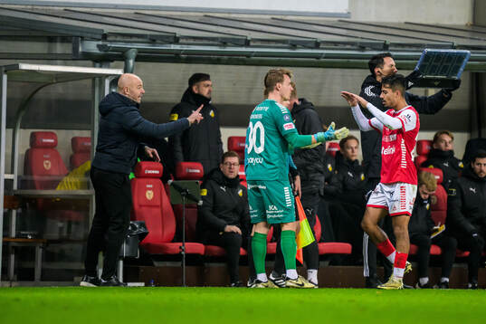 Kalmars tränare Stefan Larsson, målvakt Jakob Kindberg