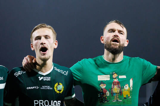 Hammarbys Fredrik Hammar och Mads Fenger Nielsen jublar
