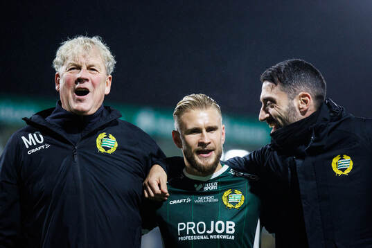 Hammarbys målvaktstränare Mikael Olsson, Simon Strand och