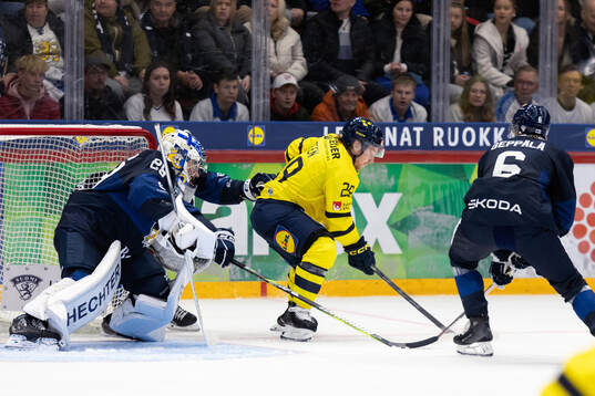 Goalkeeper Harri Säteri of Finland, Oskar Steen of Sweden