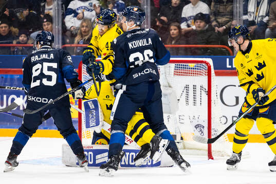Toni Rajala and Otto Koivula of Finland against Emil
