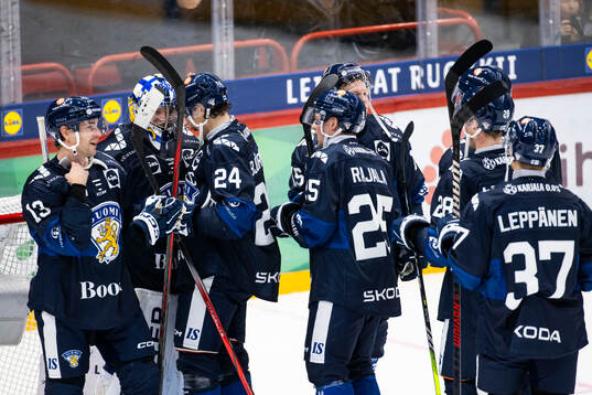 Players of Finland celebrate