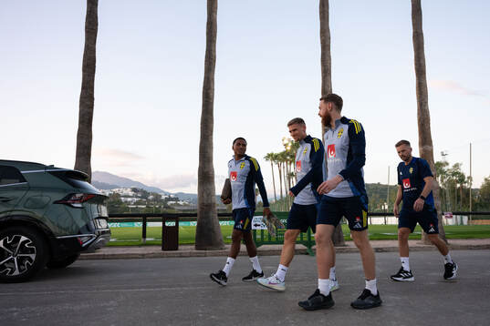 Niclas Eliasson, Carl Starfelt and goalkeeper Viktor