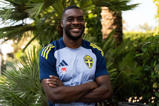 Ken Sema of the Swedish men's national football team poses