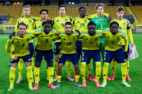 The starting eleven of Sweden pose for a photo