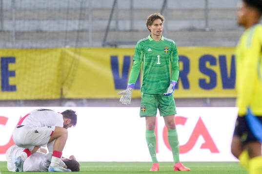 Goalkeeper William Nieroth Lundgren of Sweden