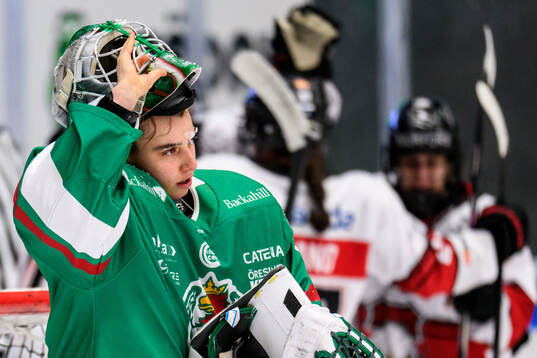 Rögles målvakt Alba Gonzalo deppar