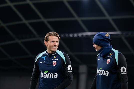 Sander Berge and Erling Braut Haaland of the Norwegian