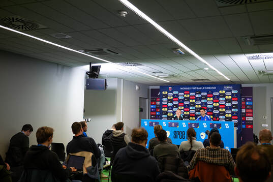 Erling Braut Haaland and press officer Morten Morisbak
