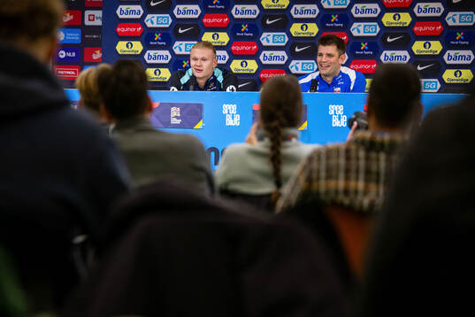 Erling Braut Haaland and press officer Morten Morisbak