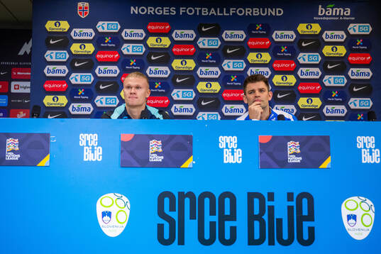 Erling Braut Haaland and press officer Morten Morisbak