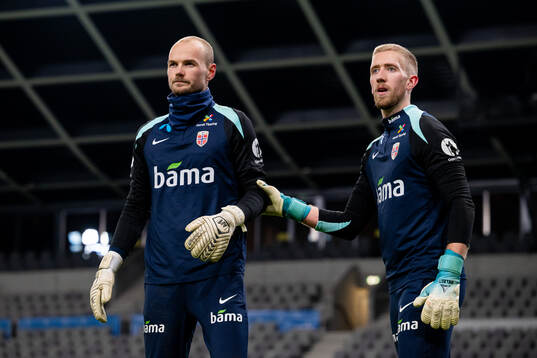 Goalkeepers Viljar Myhra and Egil Selvik of the Norwegian
