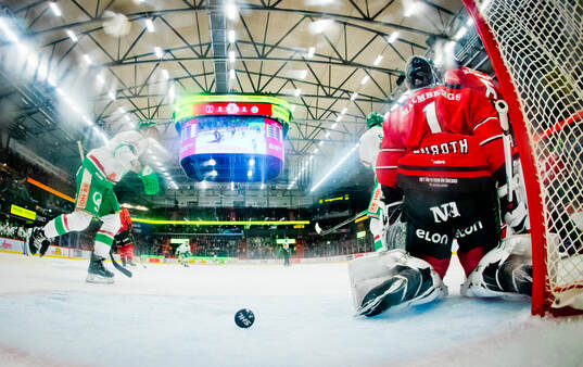Rögles Carter Ashton jublar vid Rögles 2-3 mål på