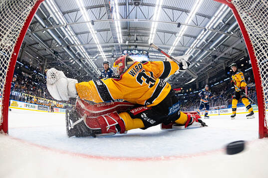 Luleås målvakt Matteus Ward när Växjö gör mål 4-2