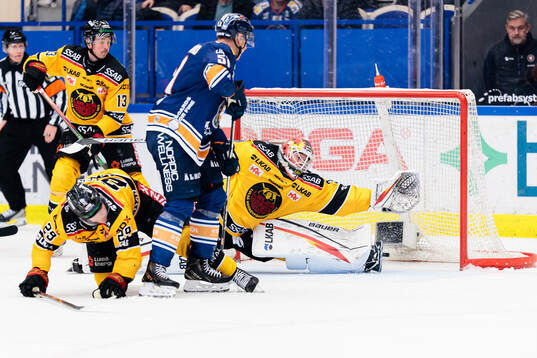 Luleås målvakt Matteus Ward när Växjö gör mål 4-2