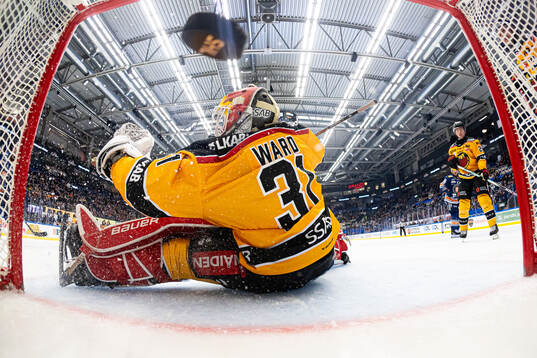 Luleås målvakt Matteus Ward när Växjö gör mål 4-2