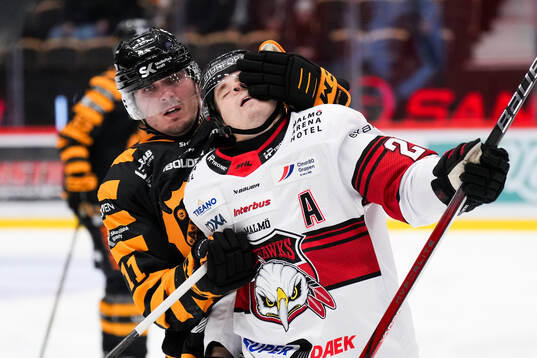 Skellefteås Max Lindholm och Malmö Redhawks Henrik Haapala