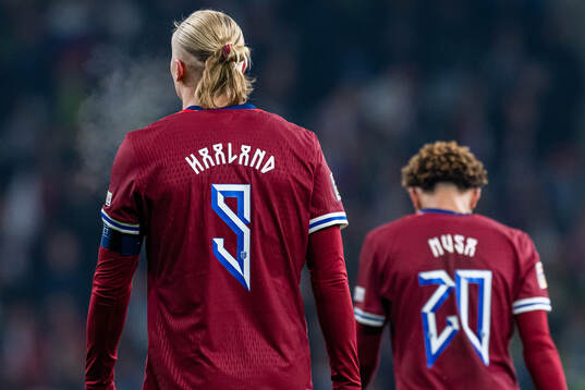 Erling Braut Haaland and Antonio Nusa of Norway