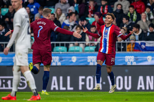 Antonio Nusa of Norway celebrates