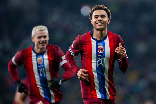 Antonio Nusa of Norway celebrates