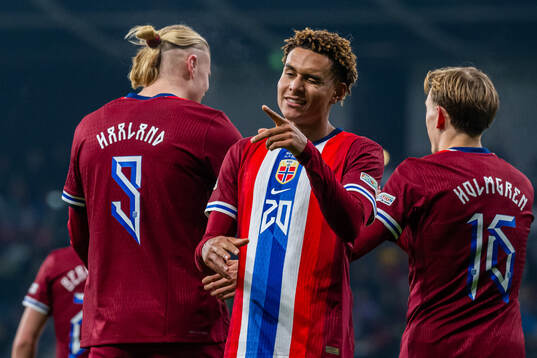 Antonio Nusa of Norway celebrates