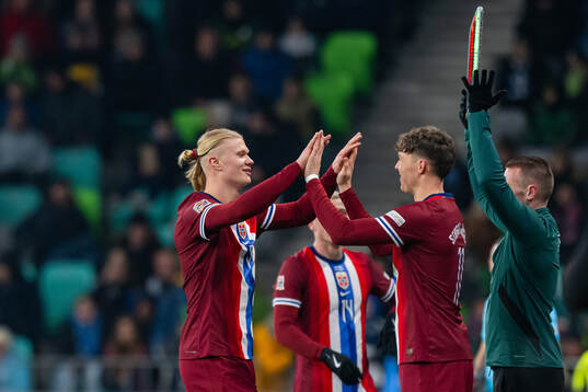 Erling Braut Haaland and Jørgen Strand Larsen of Norway
