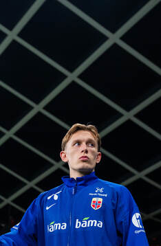 Marcus Holmgren Pedersen of Norway enters the pitch