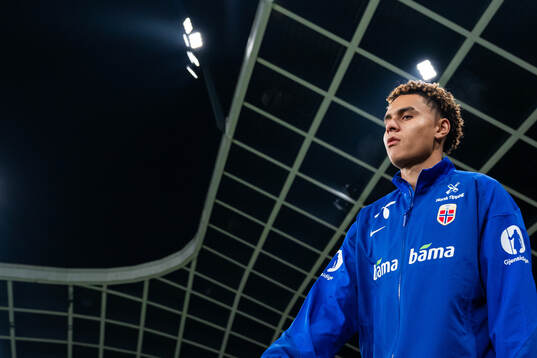 Antonio Nusa of Norway enters the pitch