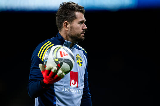Goalkeeper Kristoffer Nordfeldt of the Swedish men's