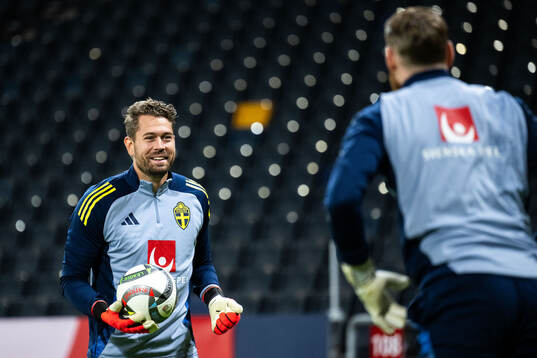 Goalkeeper Kristoffer Nordfeldt of the Swedish men's