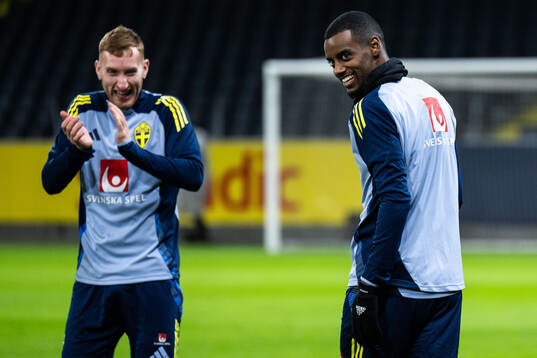 Dejan Kulusevski and Alexander Isak of the Swedish men's