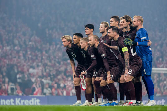 Players of Denmark pose for a team picture
