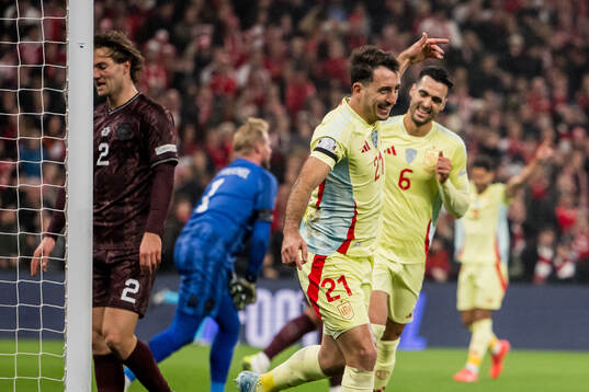 Mikel Oyarzabal of Spain celebrates