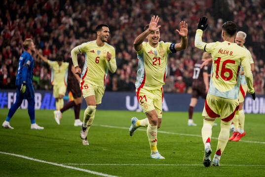 Mikel Oyarzabal of Spain celebrates