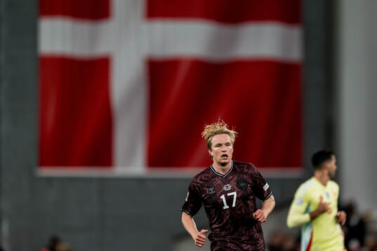 Victor Kristiansen of Denmark celebrating